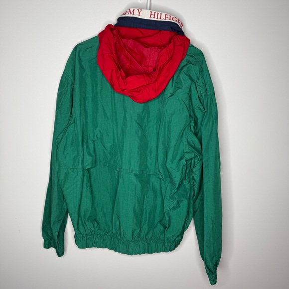 Vintage 90s Tommy Hilfiger Green and Red Windbreaker - Picture 2 of 5